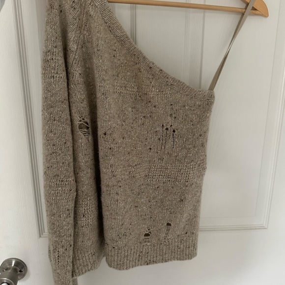 Helmut Lang Distressed Wool-Blend Sweater (One Shoulder) - Picture 3 of 3